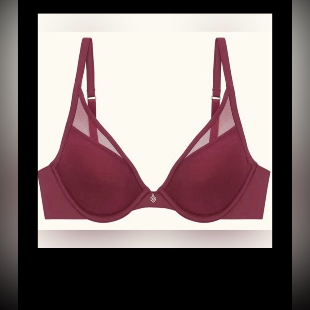 ThirdLove 24/7 Classic Uplift Plunge Bra Wired Cups in Burgundy Size 32F NWT